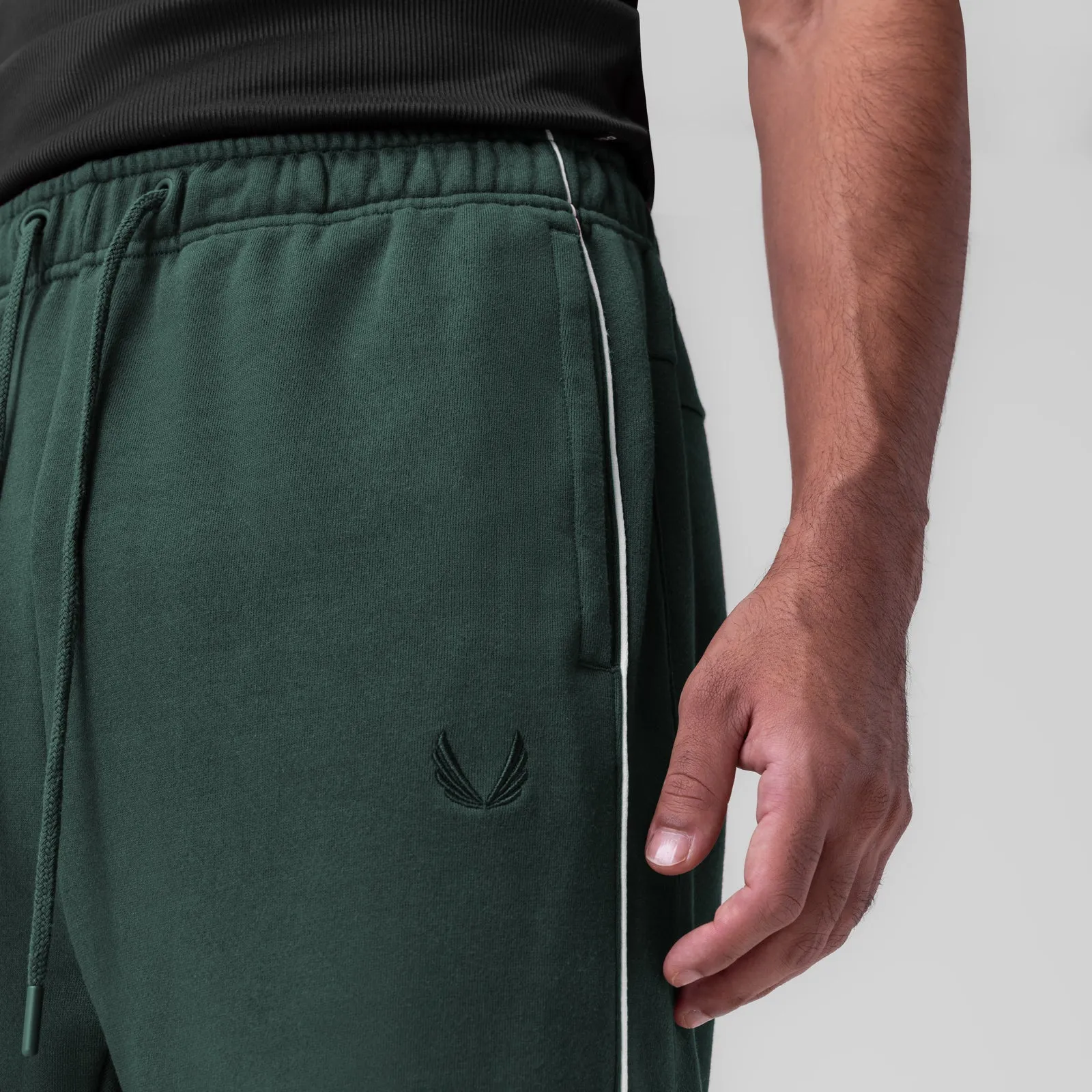 0998. Herringbone Terry Snap Button Sweats - Forest Green