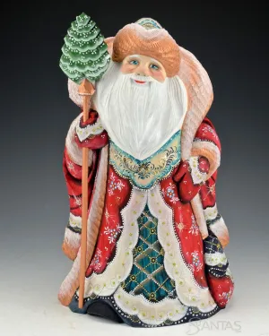 12 inch Red and Gold Frosted Russian Santa