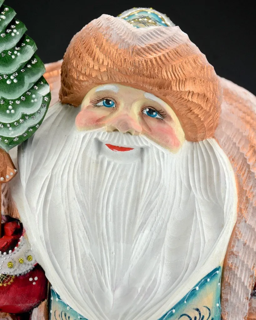 12 inch Red and Gold Frosted Russian Santa