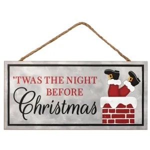 12" Wooden Sign: 'Twas The Night Before Santa