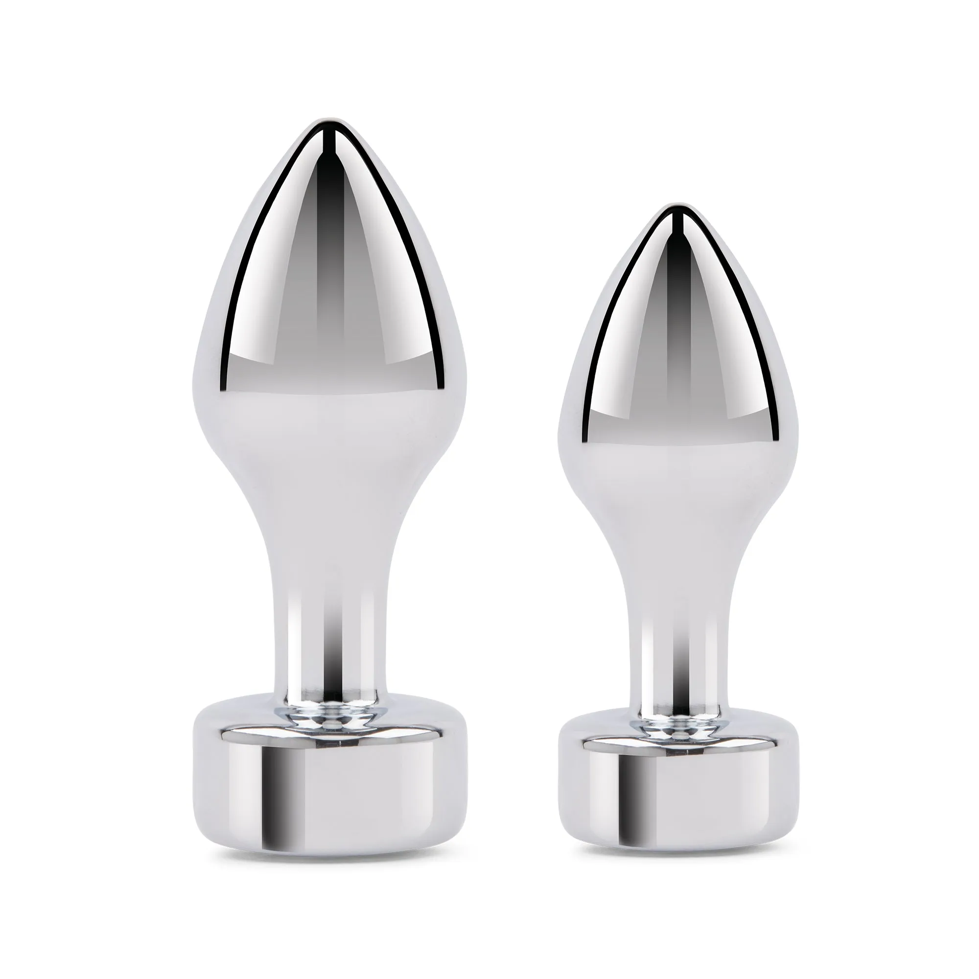 2pc 3.25" & 3.7" Tapered Bling Bling Metal Butt Plug Training Set