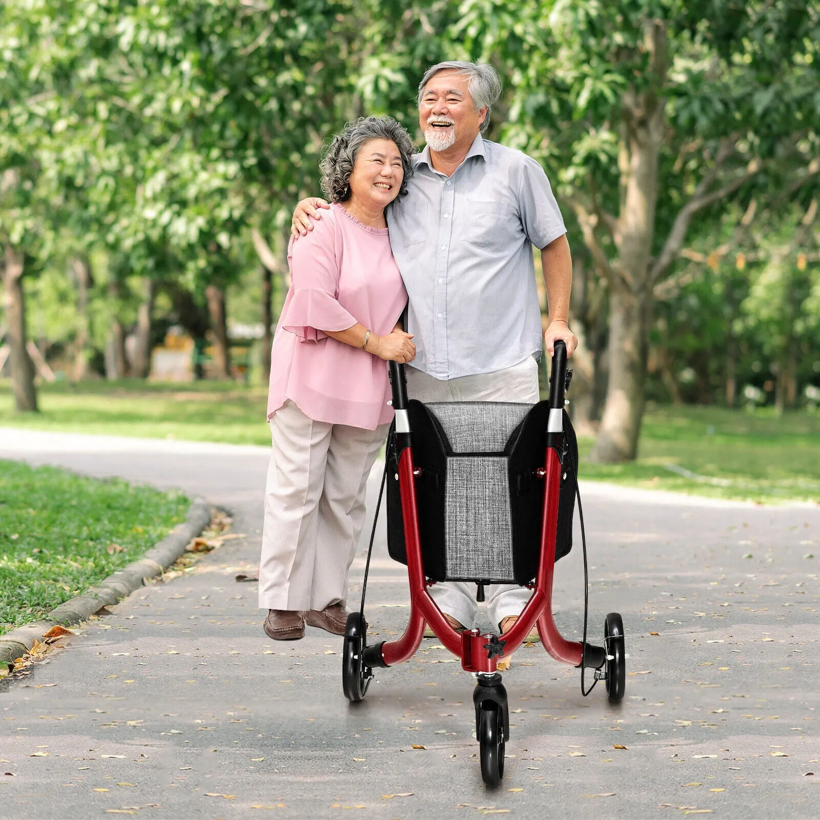 3-Wheel Aluminium Folding Rollator-Red