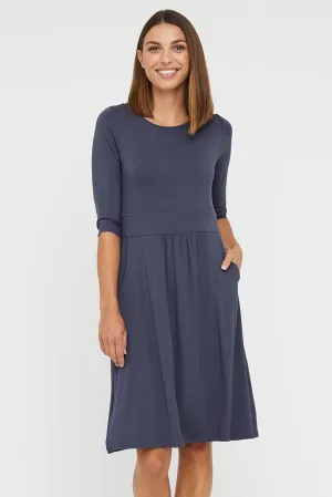 3/4 Sleeve Beth Dress - Storm