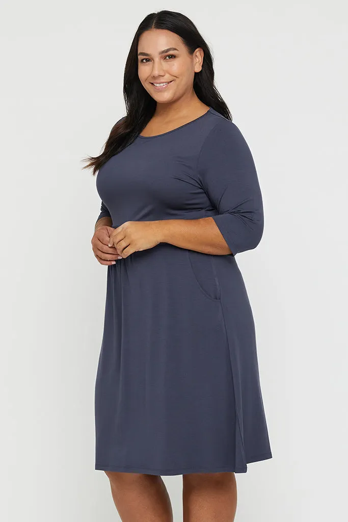 3/4 Sleeve Beth Dress - Storm