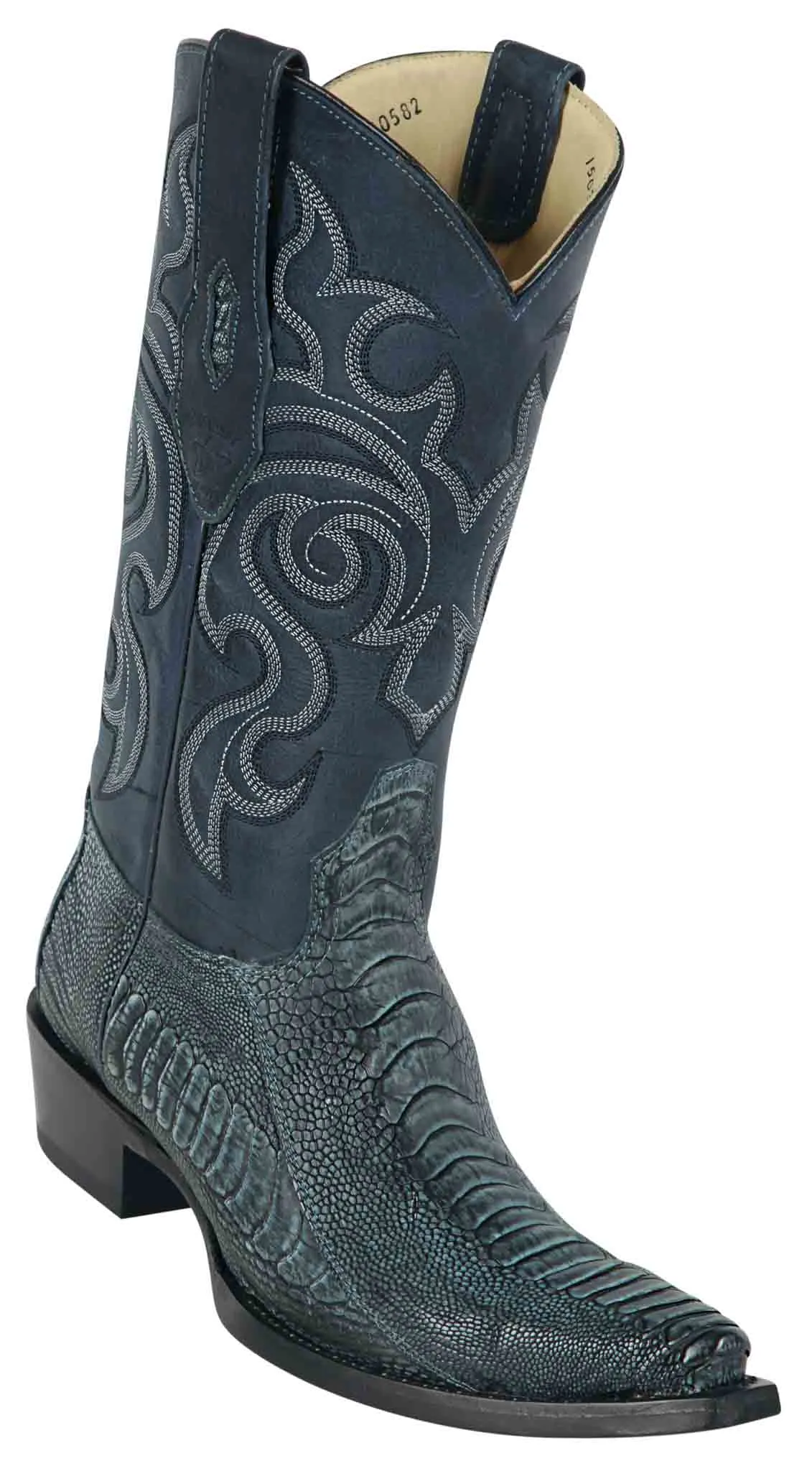 940582 LOS ALTOS BOOTS SNIP TOE OSTRICH LEG RUSTIC BLUE