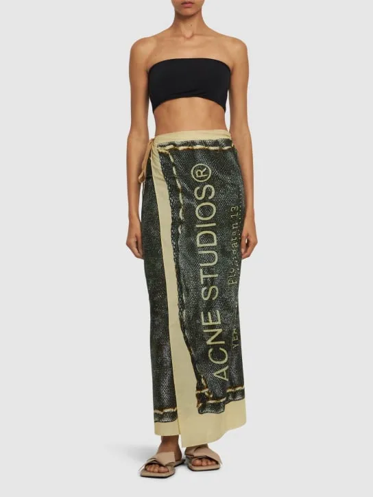 Acne Studios   Printed cotton wrap skirt 