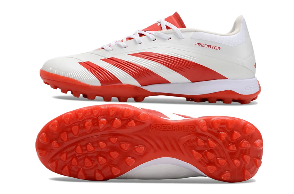 Adidas Predator 24 Elite Indoor Shoes - Ruby Red | Snow White - FREE SHIPPING WORLDWIDE