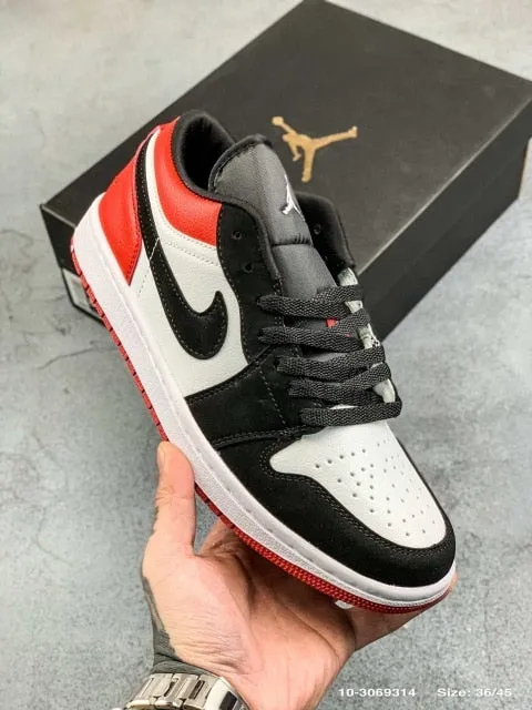 Air jordan 1 Mid Joe 1aj1 low top casual board shoes with leather upper and simple atmosphere Sneaker Size 36-45