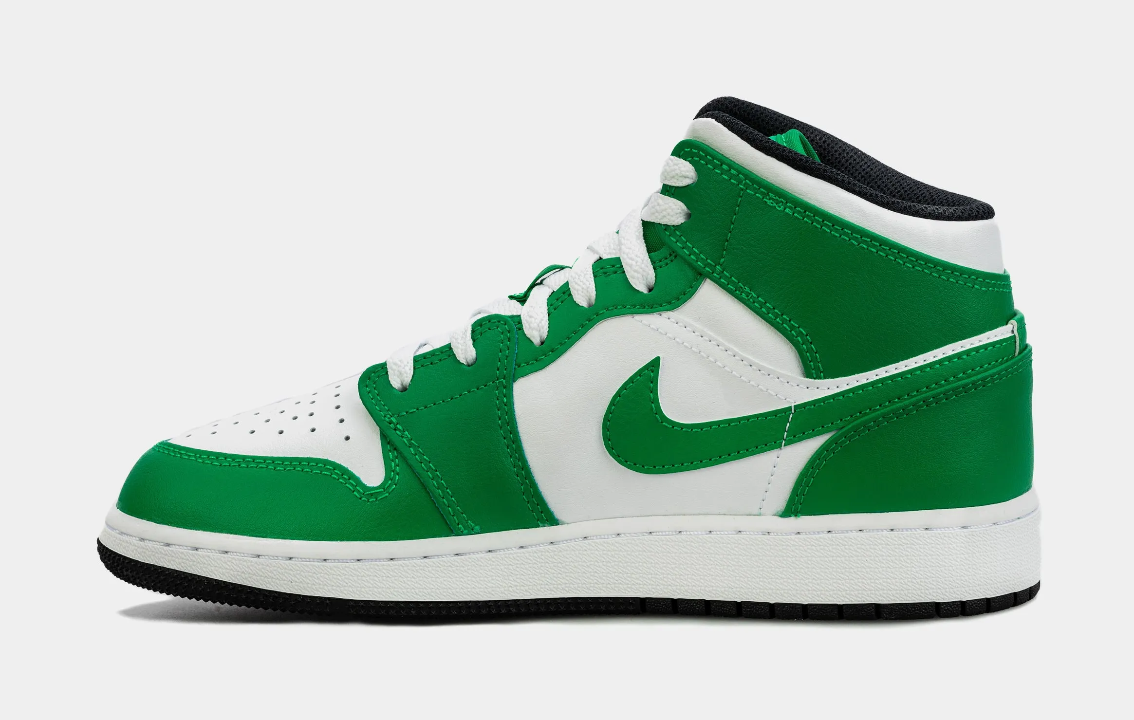 Air Jordan 1 Mid Lucky Green Grade School Lifestyle Shoes (Green/White)