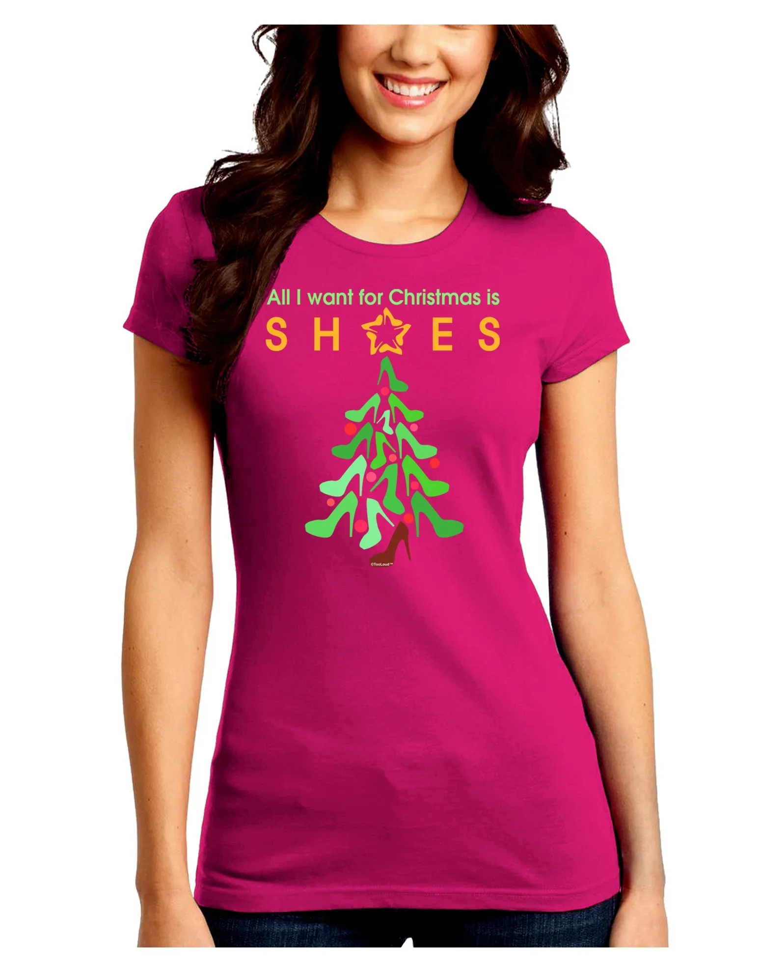 All I want for Christmas is Shoes Juniors Crew Dark T-Shirt