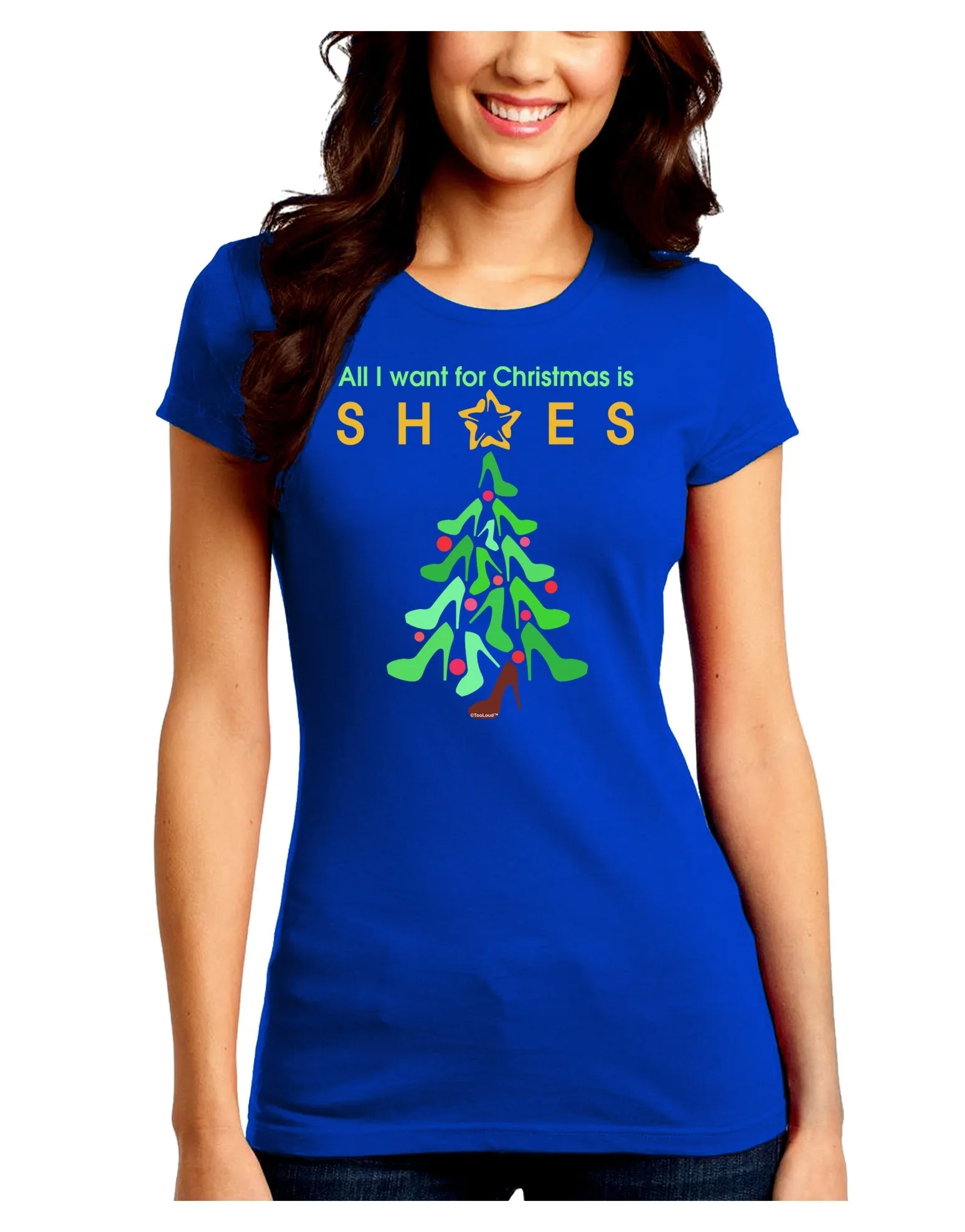 All I want for Christmas is Shoes Juniors Crew Dark T-Shirt