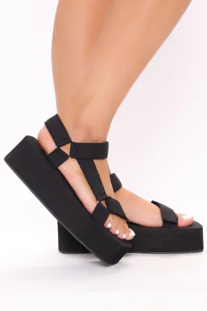 All Time High Flat Sandals - Black