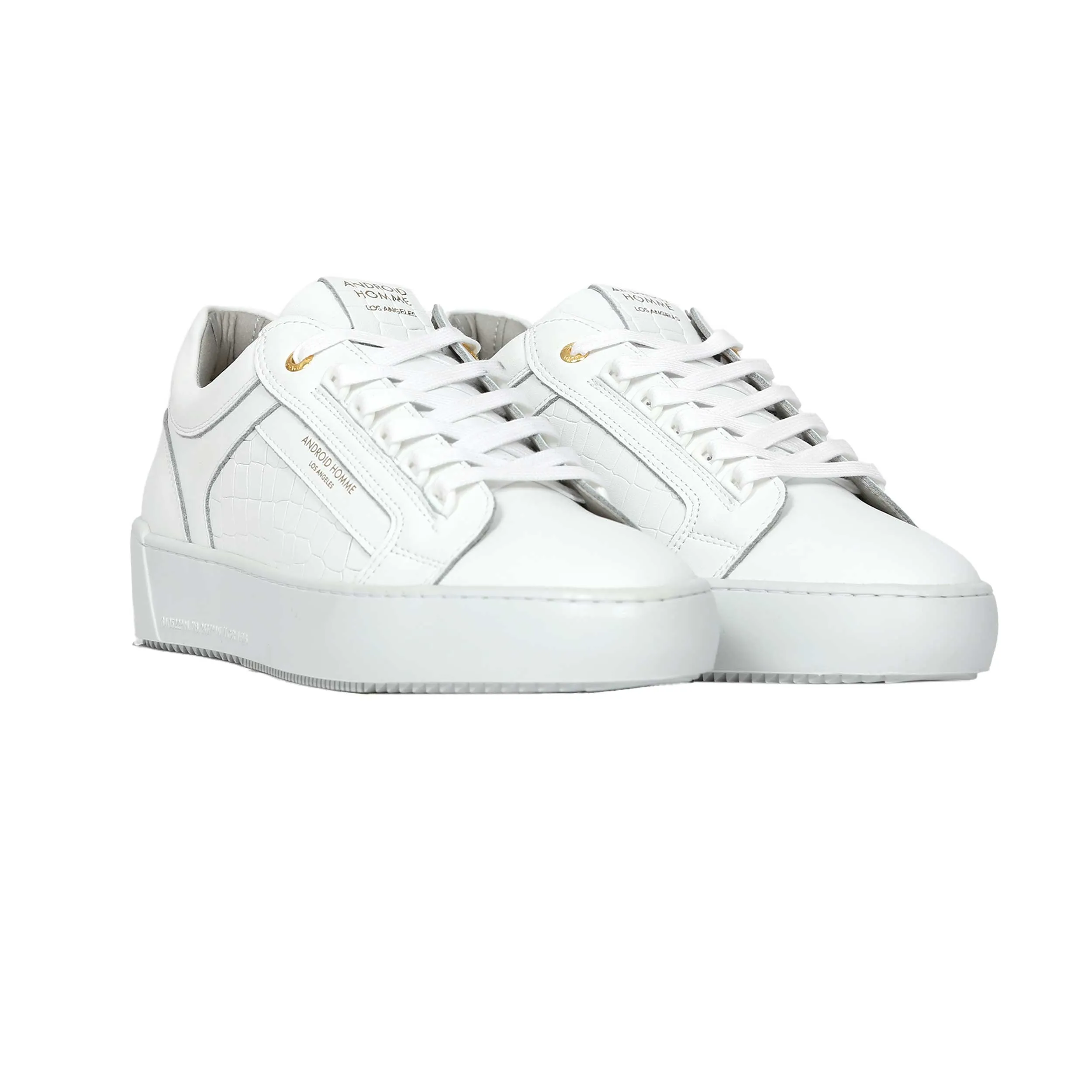 Android Homme Venice Trainer in White Caiman Croc