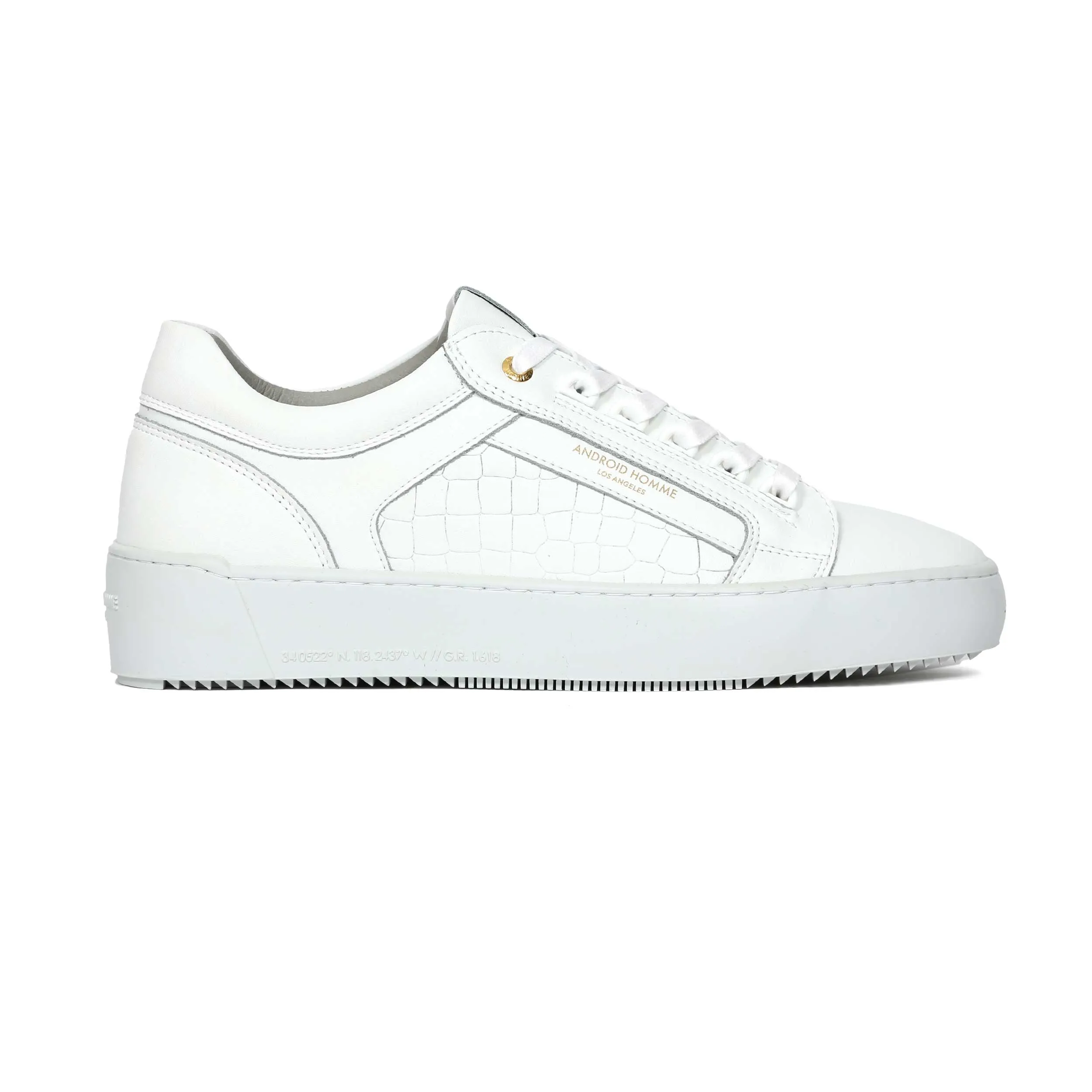 Android Homme Venice Trainer in White Caiman Croc