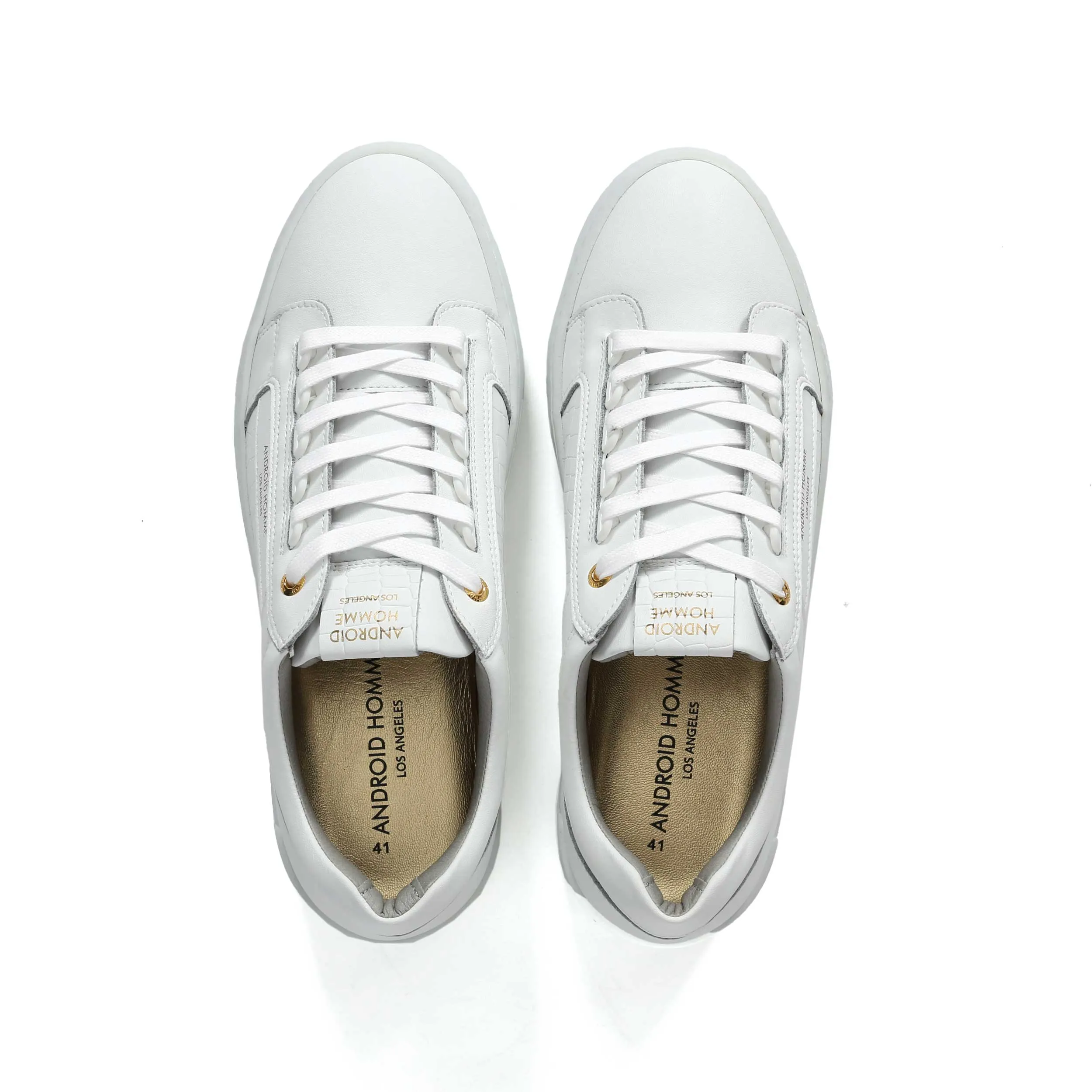 Android Homme Venice Trainer in White Caiman Croc