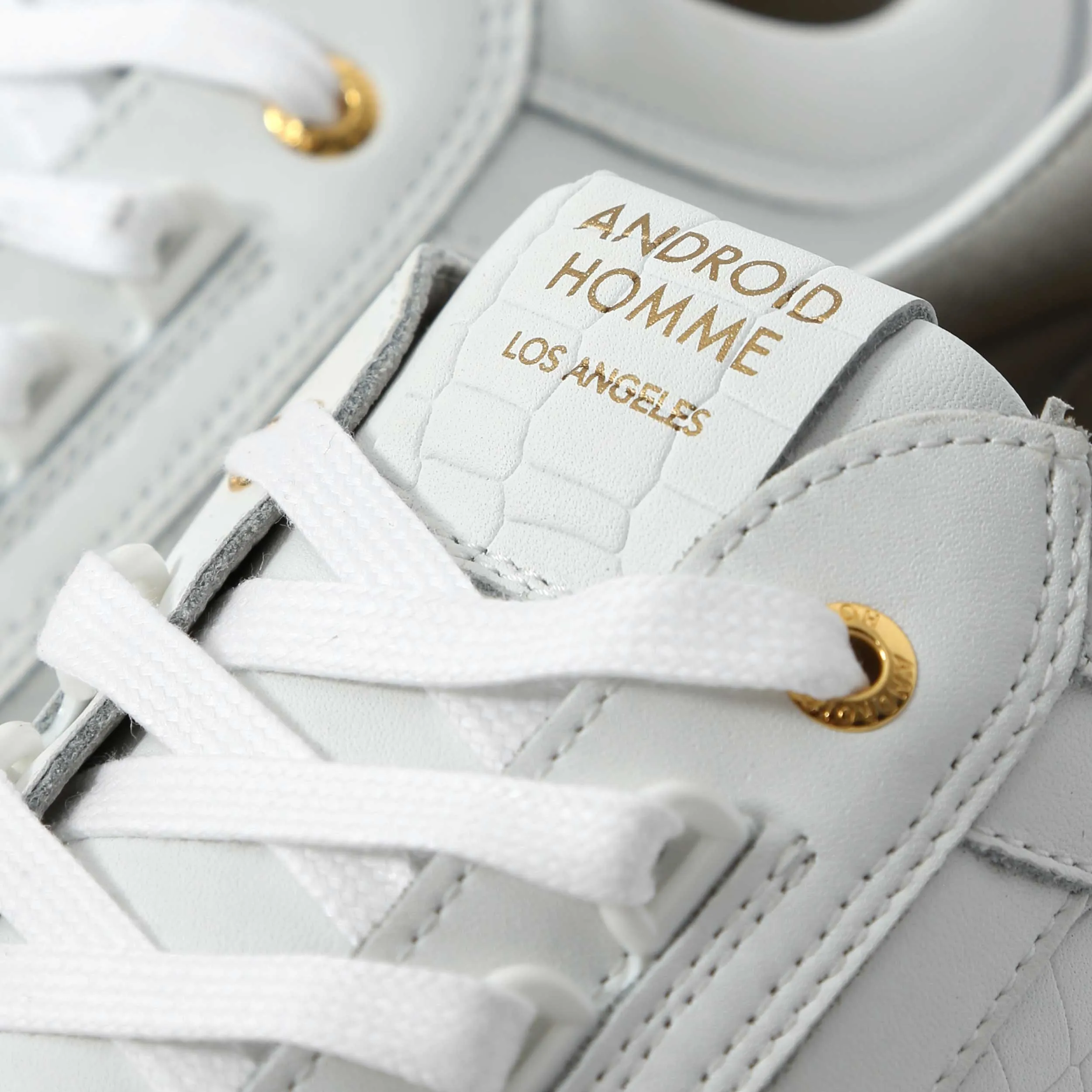 Android Homme Venice Trainer in White Caiman Croc