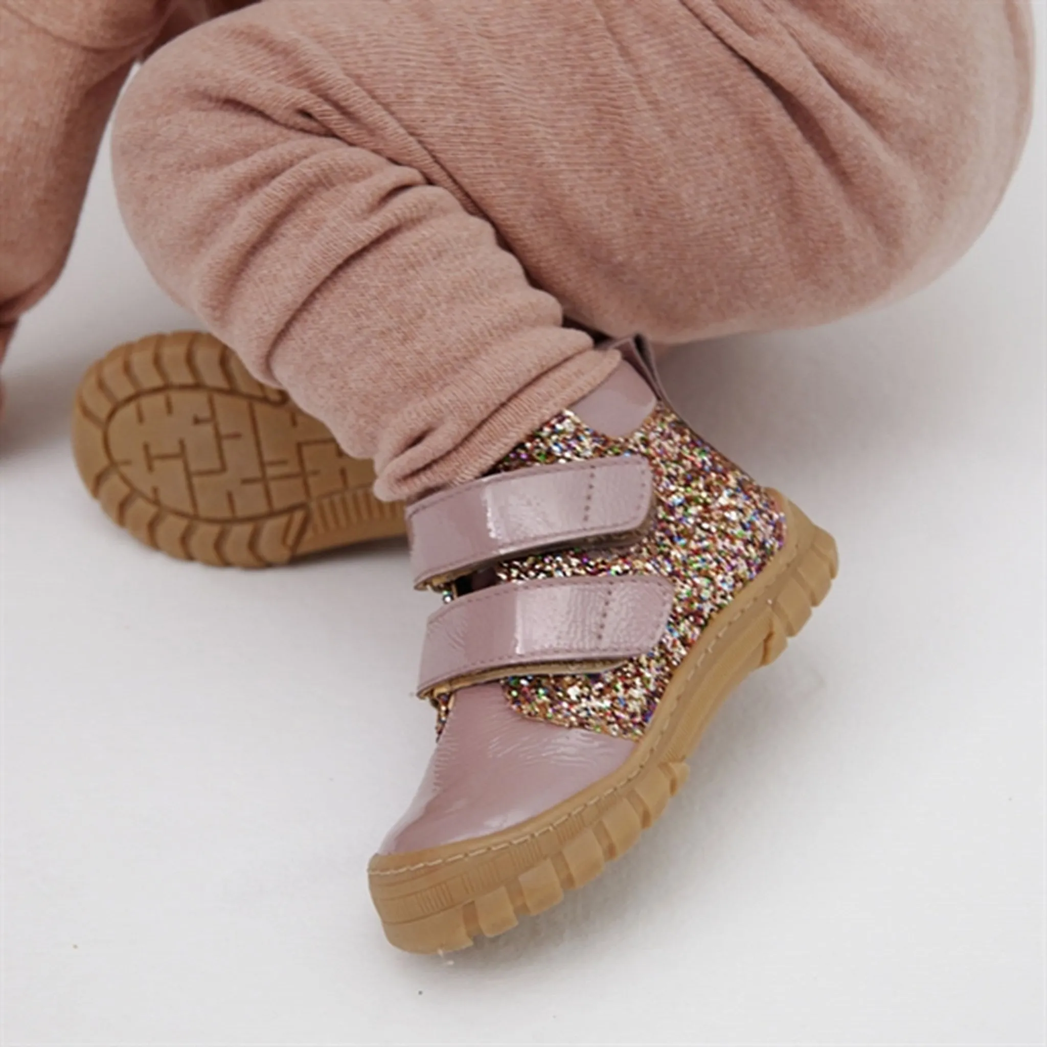 Angulus Beginner Shoes w Velcro Rose/Multi Glitter