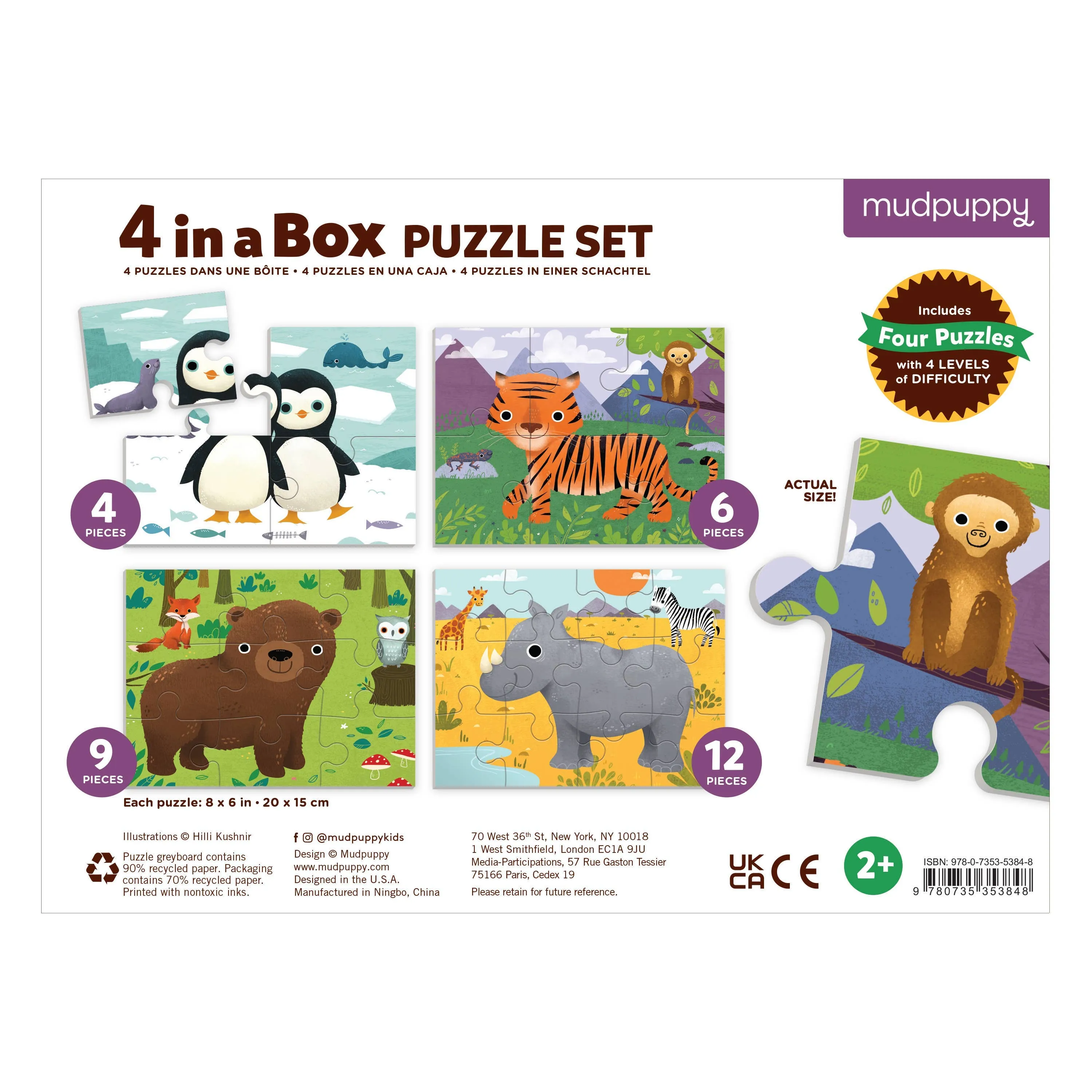 Animals Of The World 4-In-A-Box Puzzle Set