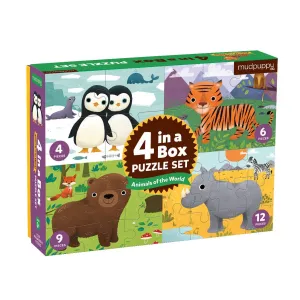 Animals Of The World 4-In-A-Box Puzzle Set