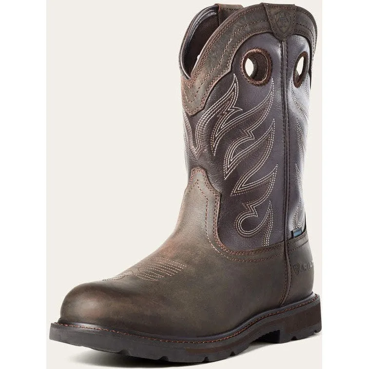 Ariat Men's Groundwork ST Waterproof Western Work Boot -Brown- 10035965