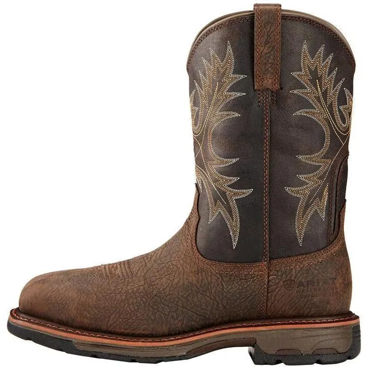 Ariat Men's WorkHog 11" Comp Toe WP Western Work Boot - Bruin Brown - 10017420