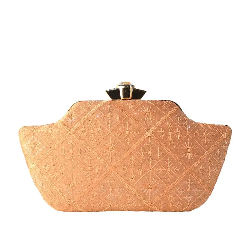 Artklim Orange Boat Shaped Clutch