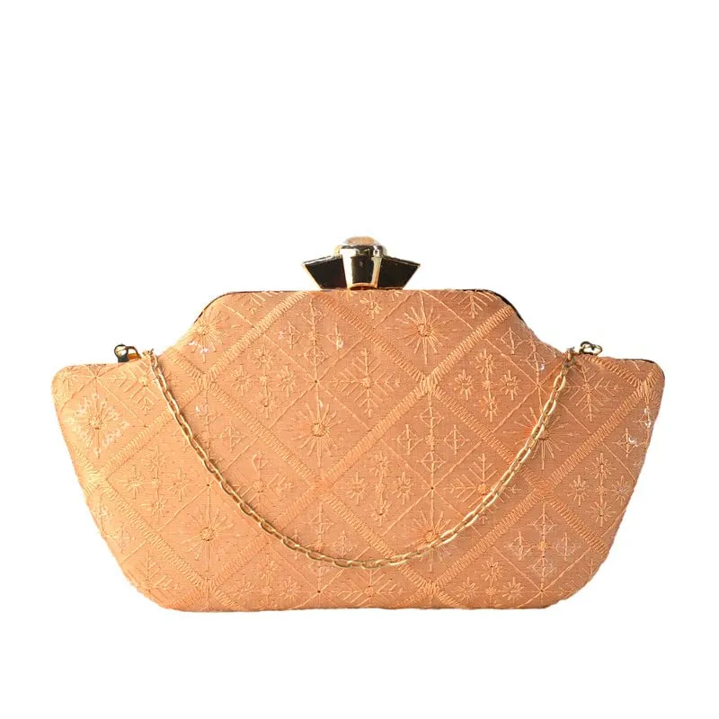 Artklim Orange Boat Shaped Clutch