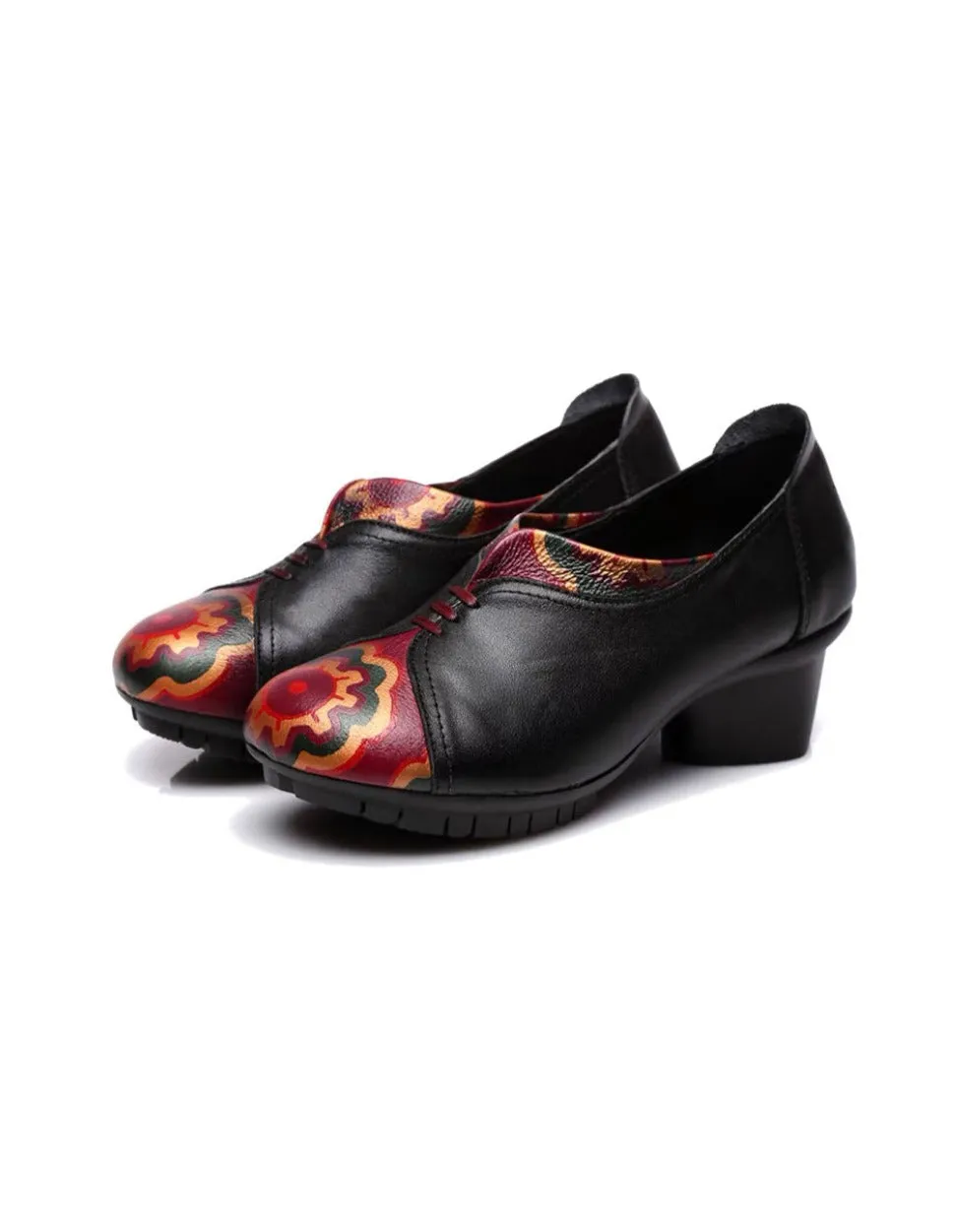 Autumn Ethnic Style Leather Printed Shoes