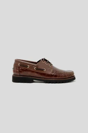 Aztec Boat Shoe - Brown Croc