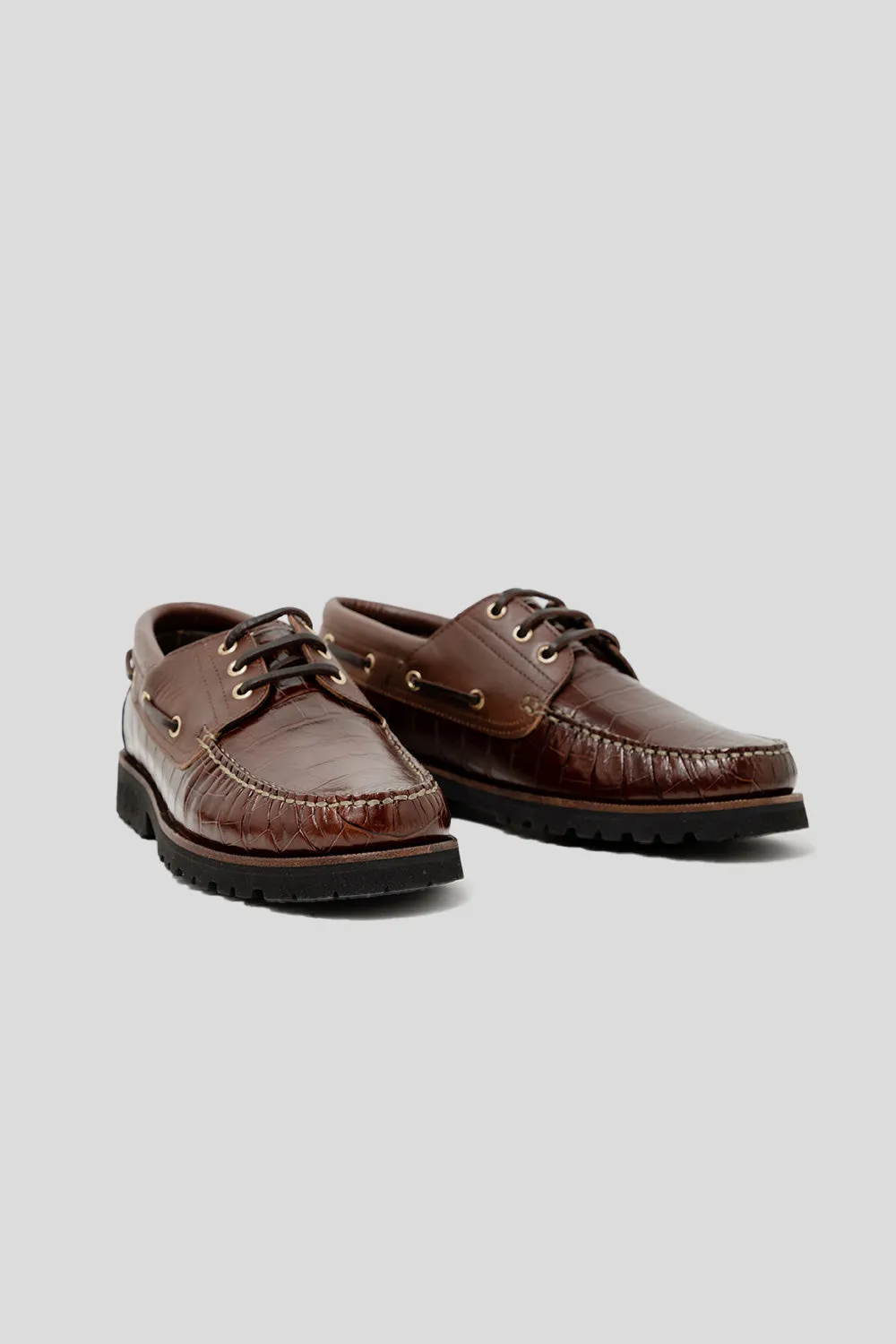 Aztec Boat Shoe - Brown Croc