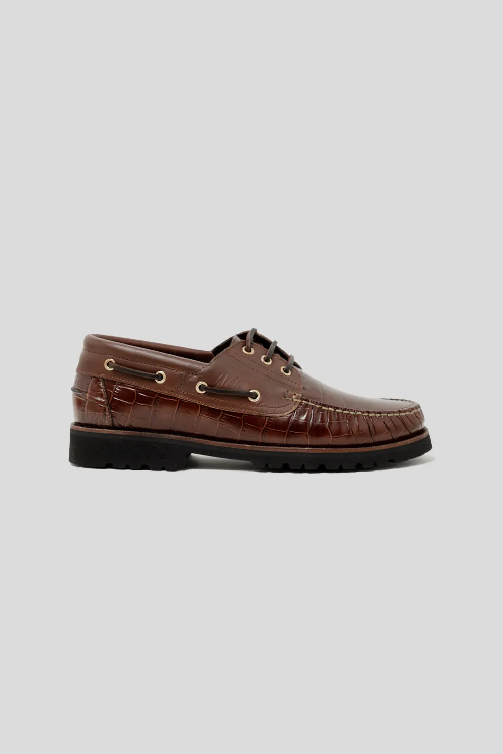 Aztec Boat Shoe - Brown Croc