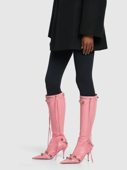 Balenciaga   90mm Cagole leather tall boots 