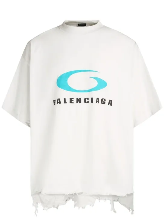 Balenciaga   Icon Print cropped cotton t-shirt 