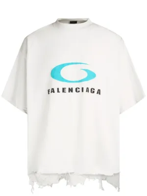 Balenciaga   Icon Print cropped cotton t-shirt 