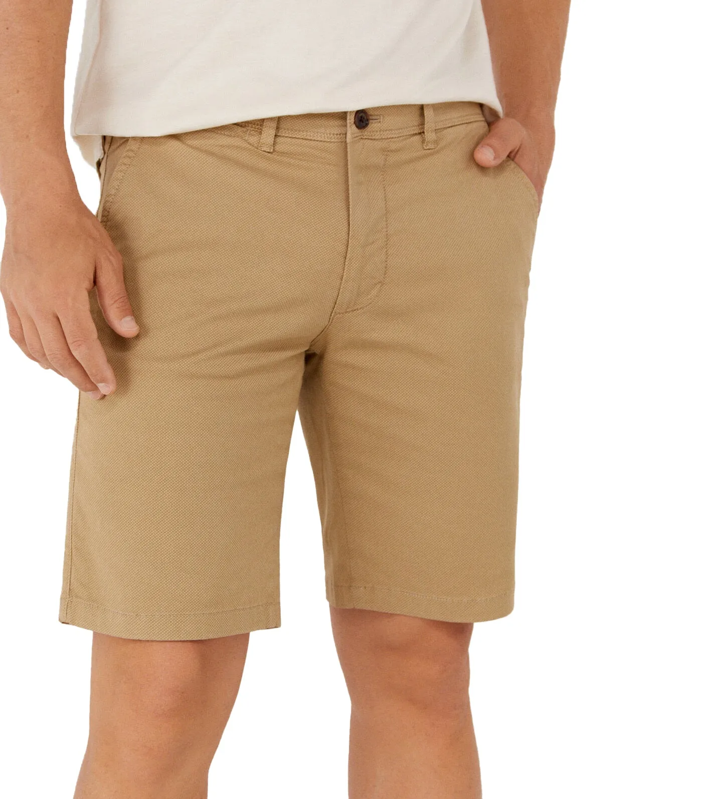 Bermuda Shorts with Micro Drawing Print Beige