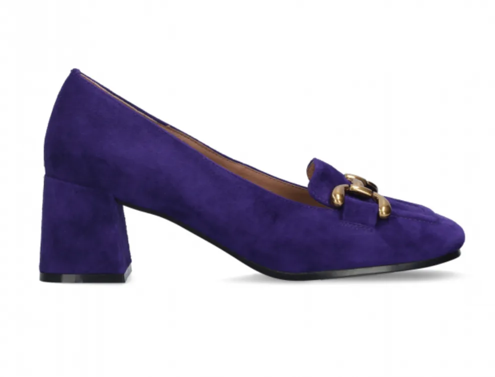 Bibi Lou Purple Suede Snaffle Block Heel Court