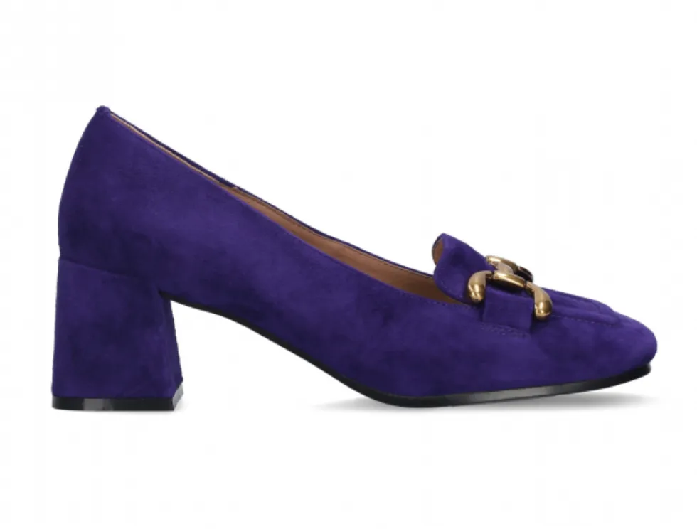 Bibi Lou Purple Suede Snaffle Block Heel Court