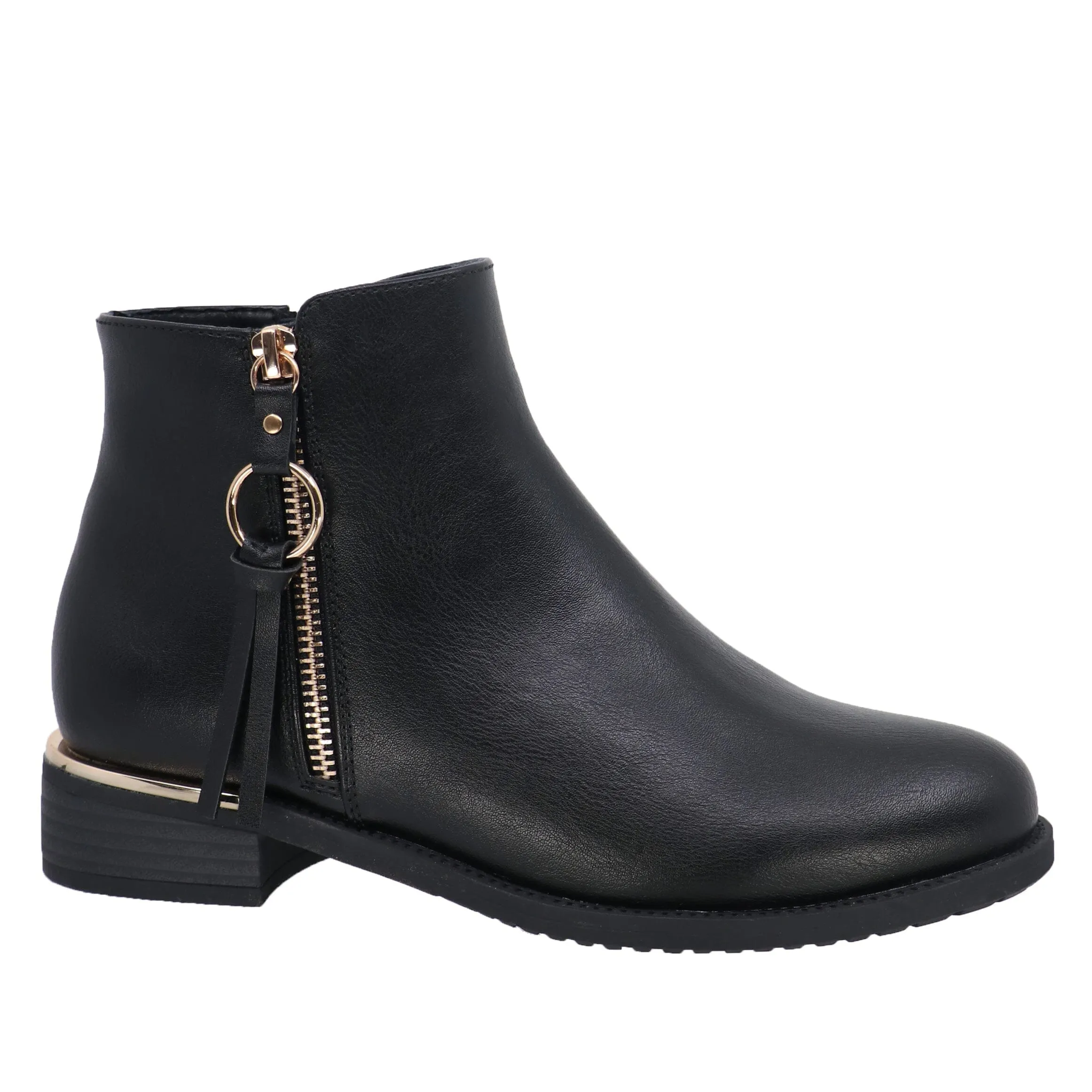 BLACK DOUBLE ZIP SHORT BOOT