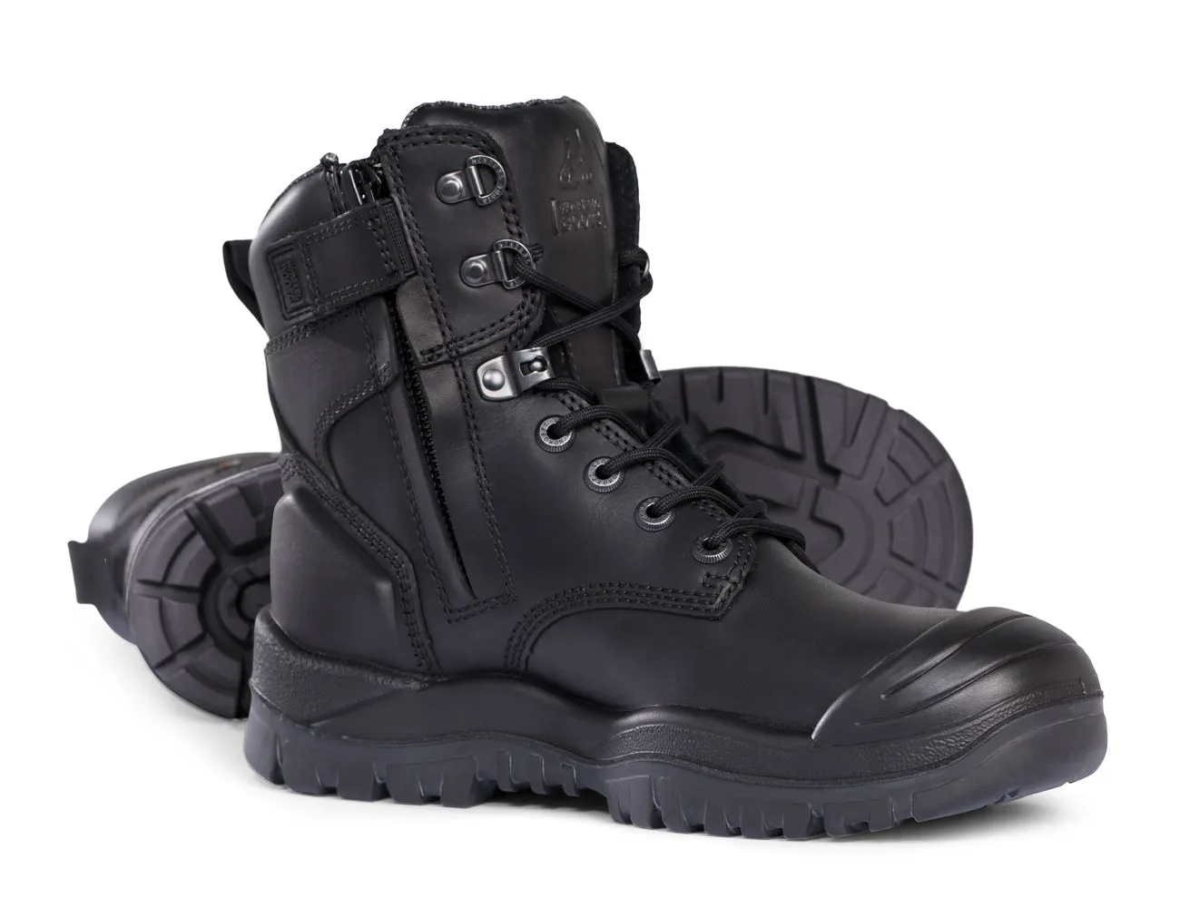 Black High Leg ZipSider Boot w/ Scuff Cap - 561020