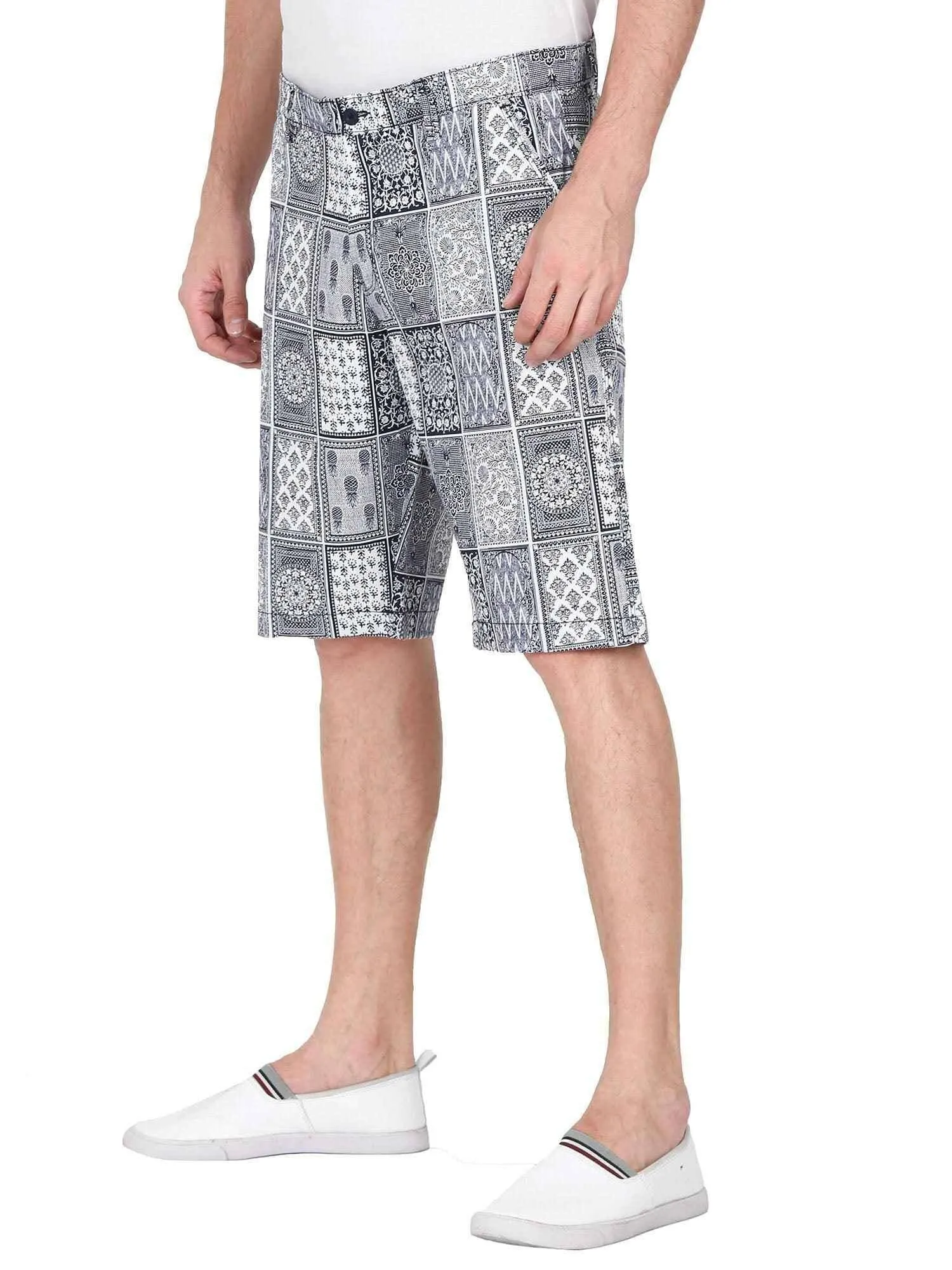 Bloc Men Monochrome Printed Cotton Shorts