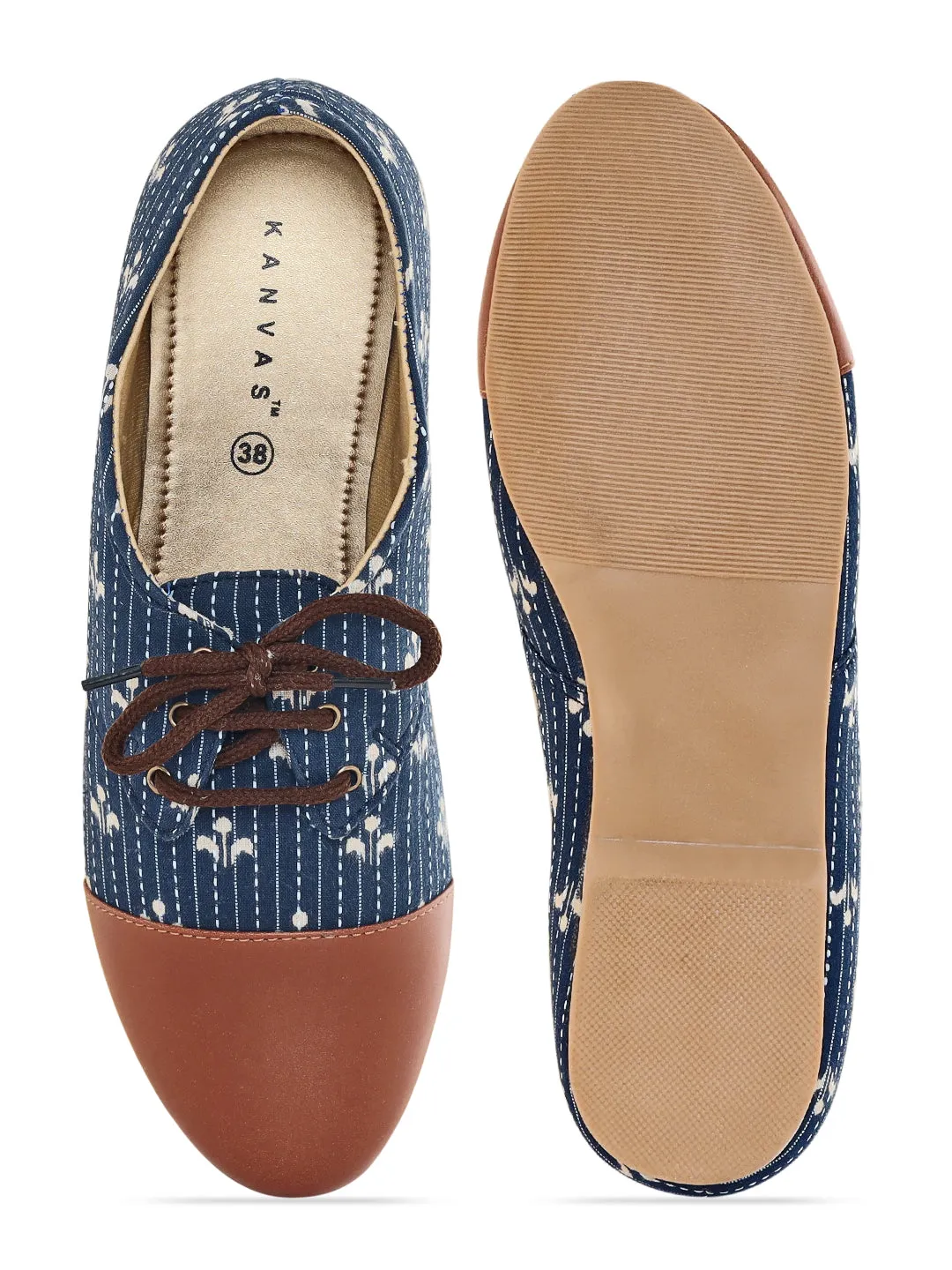 Blue Block Cap Toe Oxfords