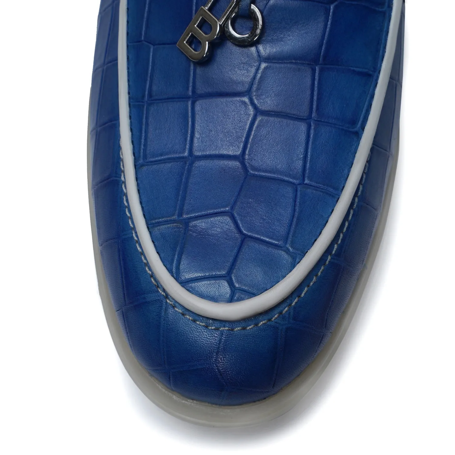 Blue Deep Cut Yacht Loafer With Rubber Sole