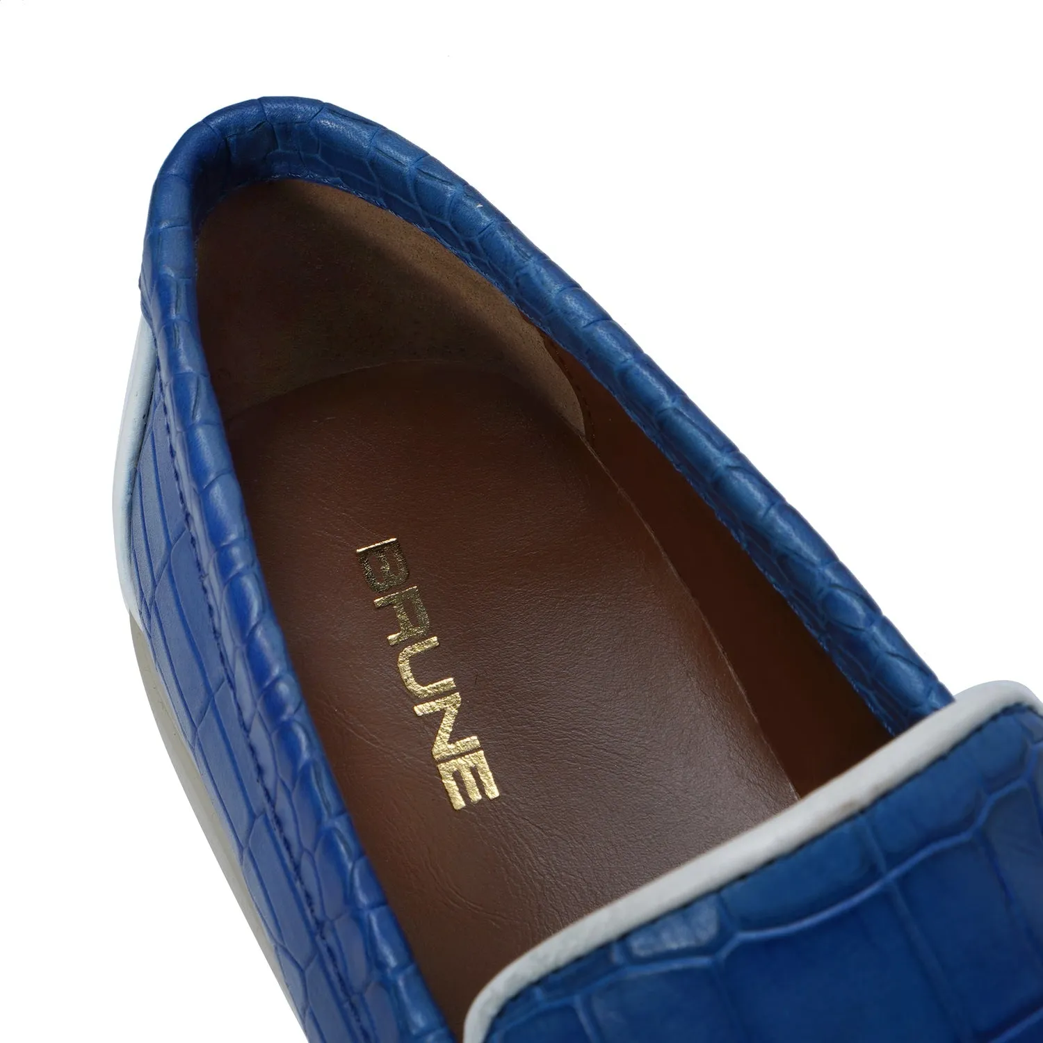 Blue Deep Cut Yacht Loafer With Rubber Sole