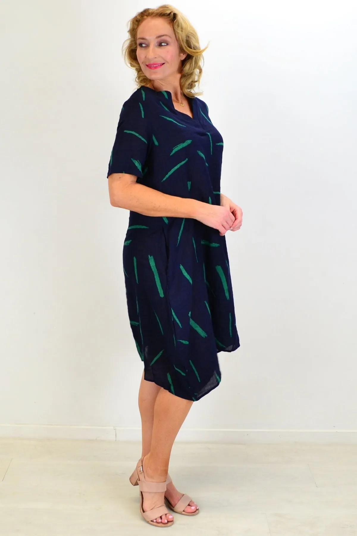 Blue Green Splash Tunic Dress