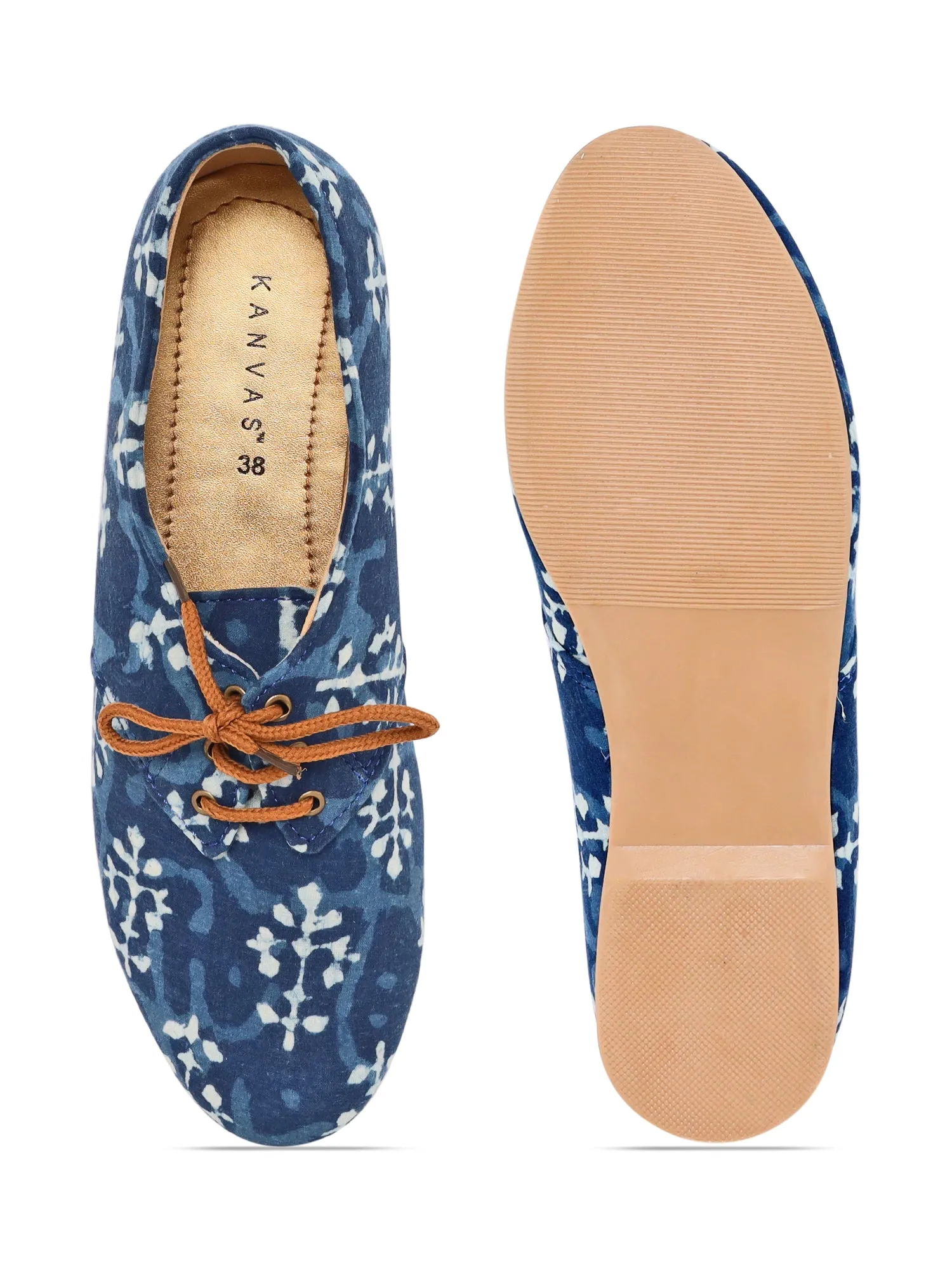 Blue Indigo Dabu Print Oxfords