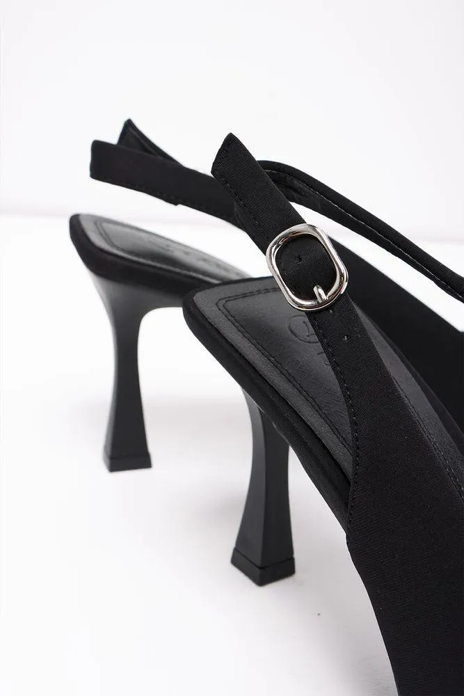 Buckle Slingback Court Shoe Black