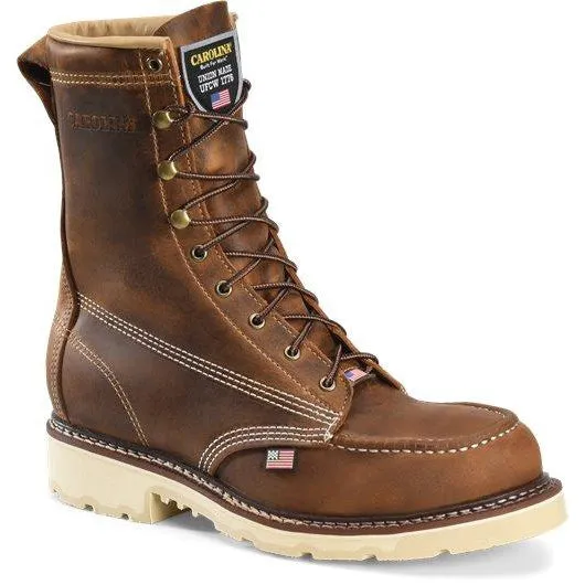 Carolina Men's Ferric USA Made 8" Steel toe Moc Toe Work Boot - Brown - CA7516