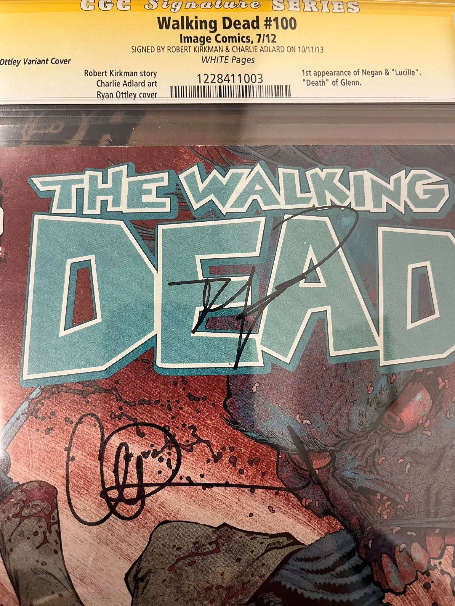 CGC 9.8 Signature Series The Walking Dead #100 Ottley variant Signed by Robert Kirkman & Charlie Adlard