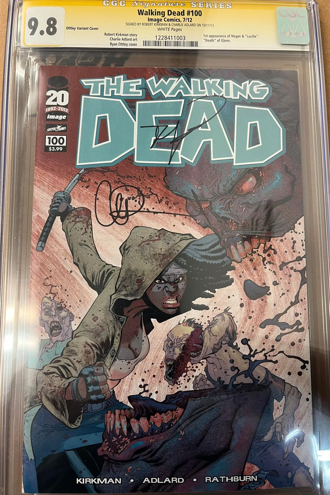 CGC 9.8 Signature Series The Walking Dead #100 Ottley variant Signed by Robert Kirkman & Charlie Adlard