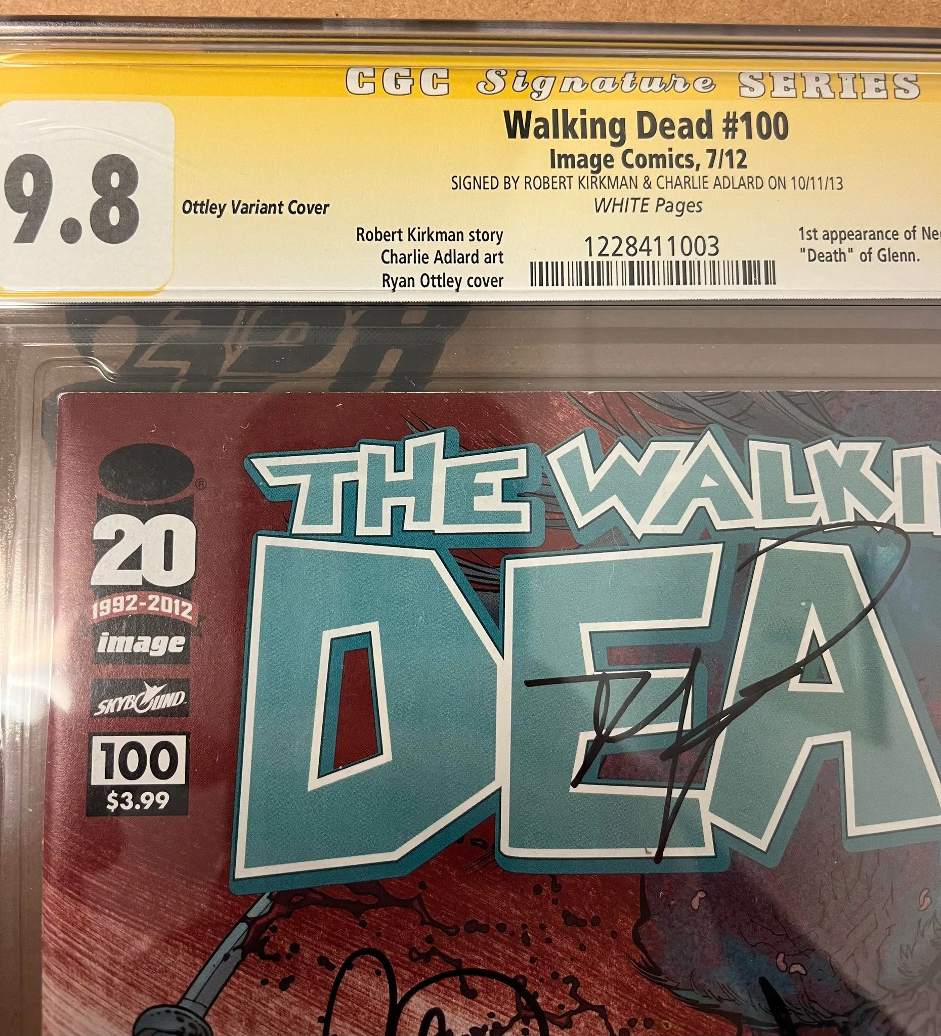 CGC 9.8 Signature Series The Walking Dead #100 Ottley variant Signed by Robert Kirkman & Charlie Adlard